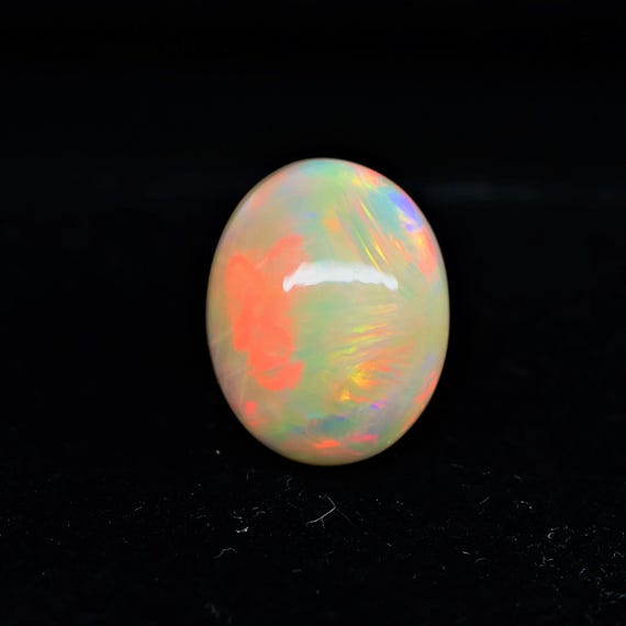 Natural White Ethiopian Opal Cabochon Multi Fire Opal, Oval Shape 13x10x7 MM, 5.05 Carat Weight, Jewelry Making Loose Gemstone,
