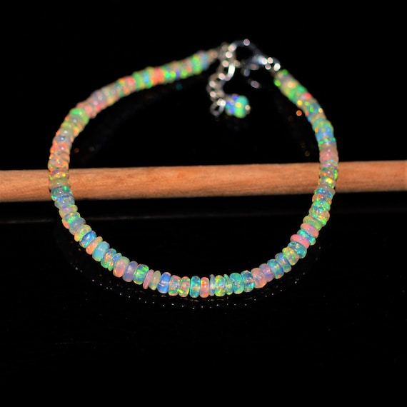 Minimalist Fire Opal bracelet, Minimalist bracelet, Handmade jewelry, AAA Ethiopian opal beaded bracelet, quality opal bracelet gift for her