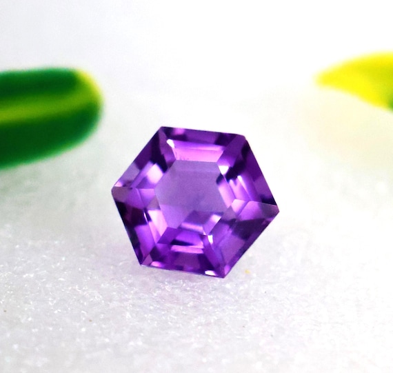 Amethyst Gemstone, Hexagon Cut Stone, Loose Gemstone, Purple Amethyst, 6.85 Carat Amethyst, Geometric Gem Jewelry Making Stone, 12x8 MM.