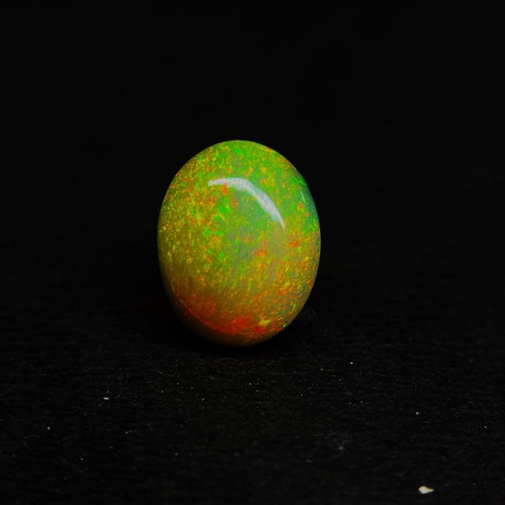 Natural Fire White Ethiopian Opal Cabochon Multi Fire Opal, Oval Shape 11x8x4 MM, 1.85 Carat, Jewelry Making Loose Gemstone,