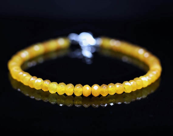 Minimalist Yellow Sapphire bracelet, Sapphire  bracelet, Handmade jewellery, AAA beaded bracelet, quality Sun stone bracelet gift for her.
