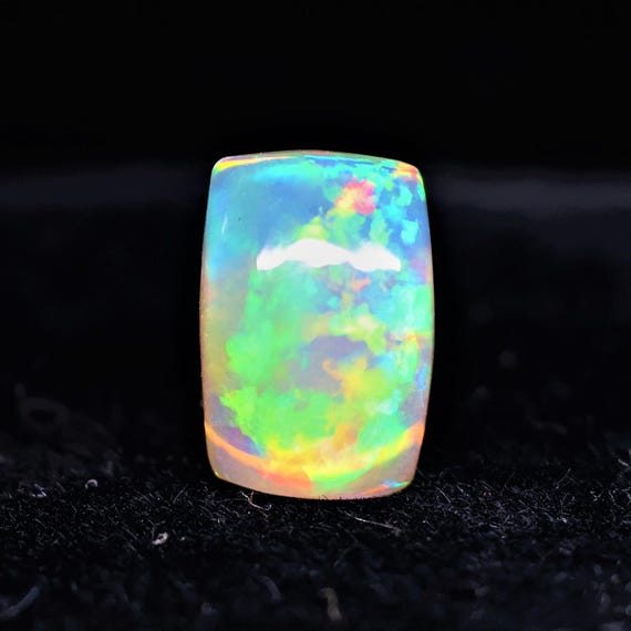 Natural White Ethiopian Opal Cabochon Multi Fire Opal, Cushion Shape 10x7x4 MM, 1.70 Carat Weight, Jewelry Making Loose Gemstone,