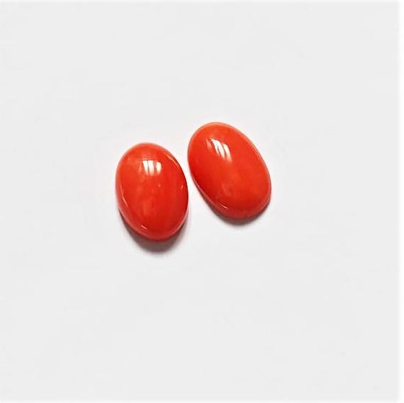 3.80 Cts Natural Italian Coral Cabochon Pair, Loose Oval Gemstone , Jewelry Making, Certified Italian Mediterranean Monga Stone for Ring.