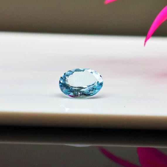 1.05 Ct Natural Blue Aquamarine Loose Gemstone | 8x6 mm Oval Cut Faceted Aquamarine | March Birthstone for Jewelry.