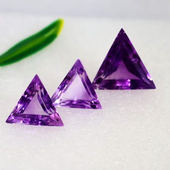 33.75 Carats Natural Purple Amethyst Lozenge Cut Loose Gemstone Set – Fancy Custom Shape Matching Pair/Trio for Jewelry Making Stone Lot.