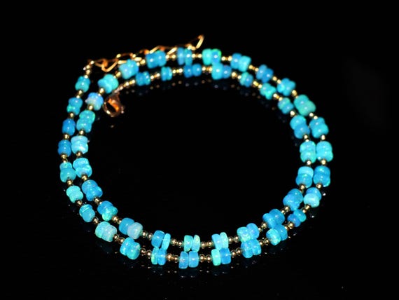 Minimalist Natural Paraiba Fire Opal Necklace, Minimalist Necklace, Handmade jewelry, AAA opal beaded Necklace, opal Necklace gift for her.