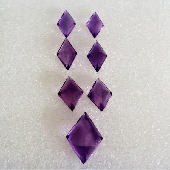 31.80 Carats Natural Purple Amethyst Lozenge Cut Loose Gemstone – Fancy Custom Shape Matching Stone For Jewelry Making Stone , 7 Pcs Lot .
