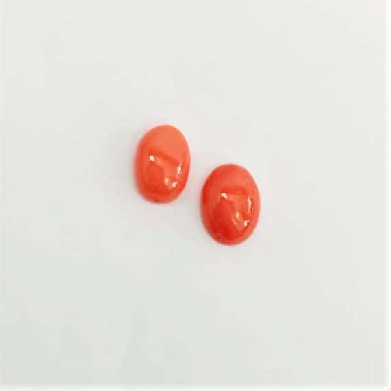 Italian Coral Cabochon  2.40  Ct, Pair Loose Oval Gemstone , Jewelry Making, Certified Italian Mediterranean Monga Stone for Ring.