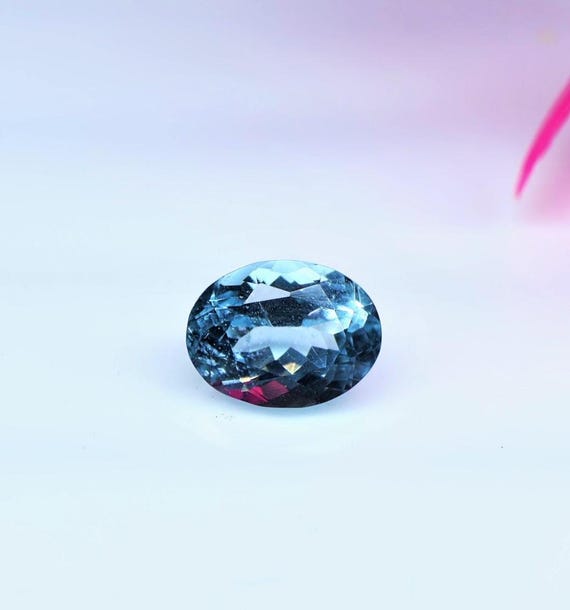 1.40 Ct Natural Blue Aquamarine Loose Gemstone | 8x6 mm Oval Cut Faceted Aquamarine | March Birthstone for Jewelry.