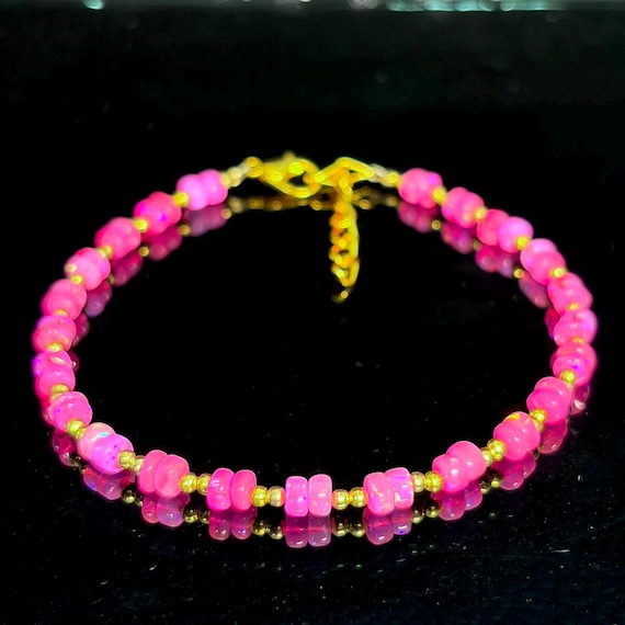 Natural Pink Opal Beaded Bracelet, Minimalist Bracelet, Handmade jewelry, AAA quartz bracelet, quality Pink Opal Bracelet gift for her.
