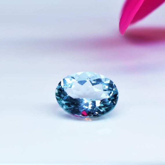 1.25 Ct Natural Blue Aquamarine Loose Gemstone | 8x6 mm Oval Cut Faceted Aquamarine | March Birthstone for Jewelry.