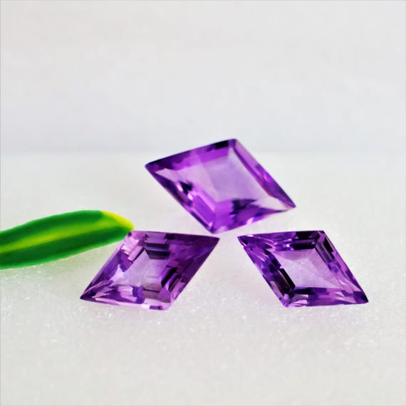 35.60 Carat Natural Purple Amethyst Lozenge Cut Loose Gemstone Set – Fancy Custom Shape Matching Pair/Trio for Jewelry Making Stone Lot.