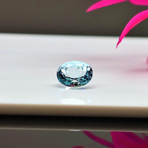 1.45 Ct Natural Blue Aquamarine Loose Gemstone | 8x6 mm Oval Cut Faceted Aquamarine | March Birthstone for Jewelry.