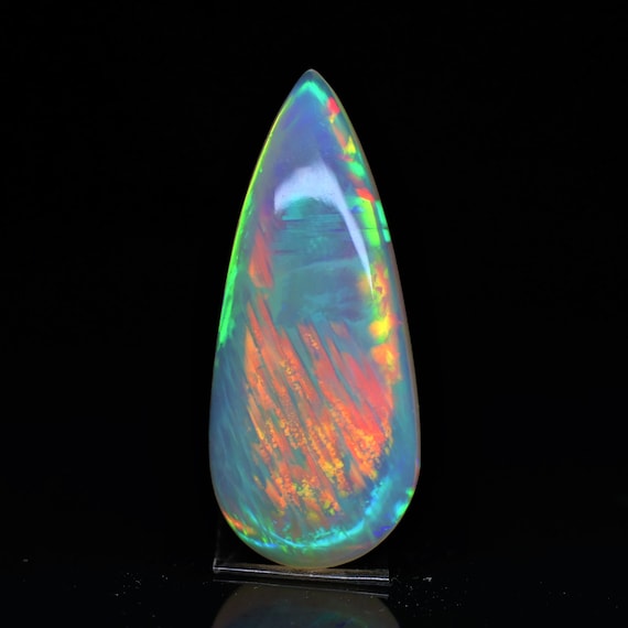 Natural White Opal Rainbow Fire, 19.80 Carat 34x14x7 MM, White Large Natural Opal Ethiopian Natural Gemstone, Gift For Her.