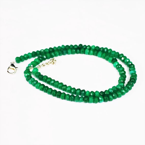 Vintage Emerald Necklace, Minimalist Necklace, Handmade jewelry, AAA Emerald beaded Necklace, quality Emerald Necklace gift for her.