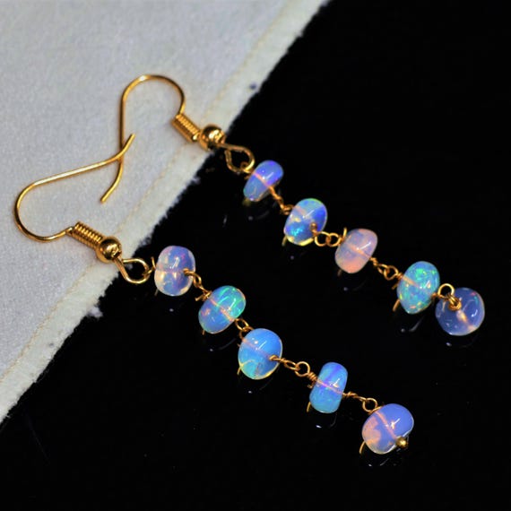 Vintage fire opal Earrings, AAA Ethiopian opal , 925 Sterling Silver earrings, Cluster earrings for her, Women earrings, Gift for her.