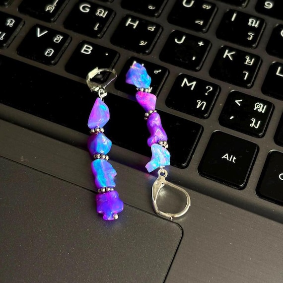 Natural Ethiopian Opal Tumble Cluster Earring, Opal Cluster Earring, Handmade Opal Cluster Earring, Genuine Gemstone Jewelry, Women Earring.