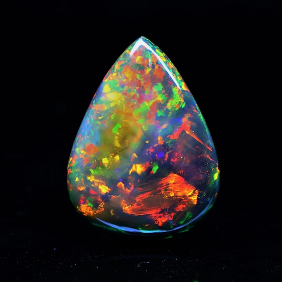 Natural Black Opal Rainbow Fire, 47.90 Carat 31X23X15 MM, Black Large Natural Opal Ethiopian Natural Gemstone, Gift For Her.