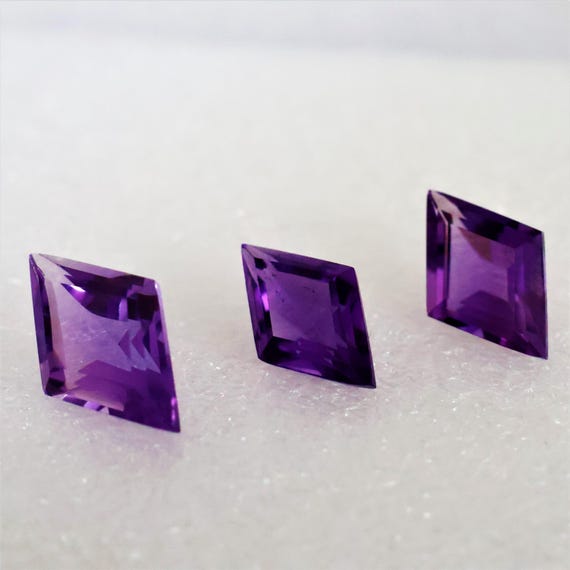 16.05 Carats Natural Purple Amethyst Lozenge Cut Loose Gemstone Set – Fancy Custom Shape Matching Pair/Trio for Jewelry Making Stone Lot.