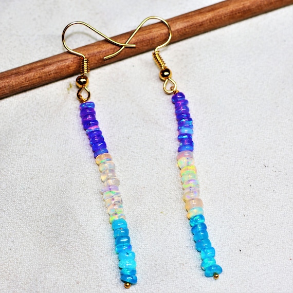 Vintage Multi-Fire Ethiopian Opal Earrings, 925 Sterling Silver, Cluster Design
