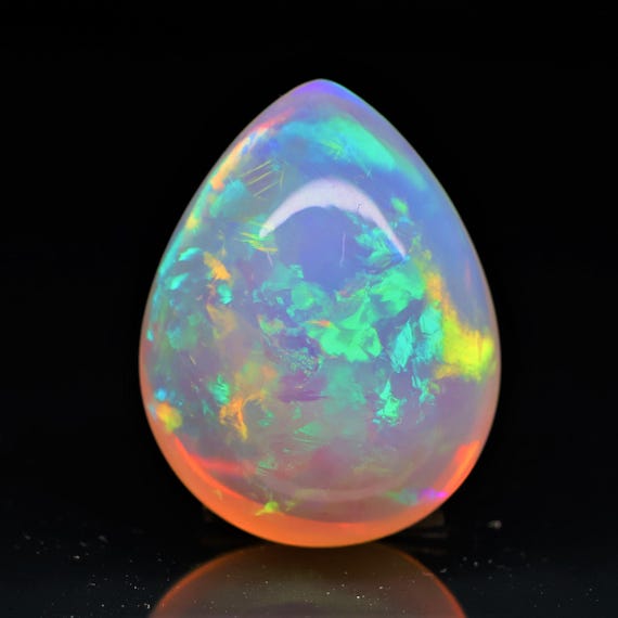 Natural White Opal Rainbow Fire, 24.95 Carat 22x17x13 MM, White Large Natural Opal Ethiopian Natural Gemstone, Gift For Her.