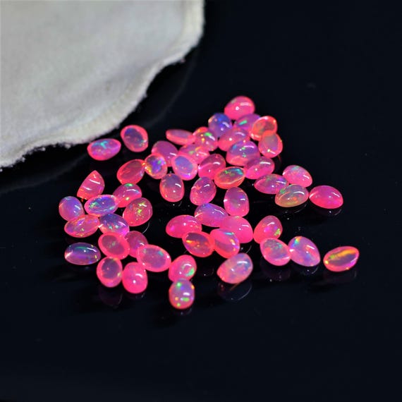 Vintage Pink Fire Opal Lot, 6x4mm Oval Ethiopian Gemstone