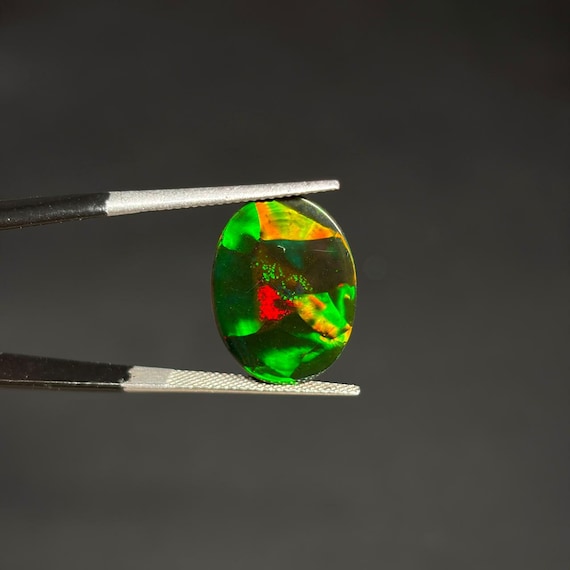 Natural Black Opal Rainbow Fire, 4.70 Carat 21x14x3 MM, Oval Shape Black Large Natural Opal Ethiopian Natural Gemstone, Gift For Her.