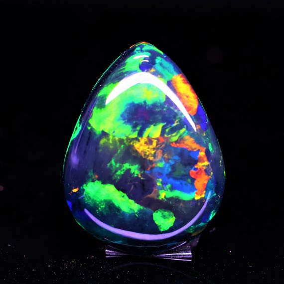 Natural Black Opal Rainbow Fire, 38.70  Carat 30x22x13 MM, Black Large Natural Opal Ethiopian Natural Gemstone, Gift For Her.