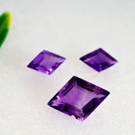 12.95 Carats Natural Purple Amethyst Lozenge Cut Loose Gemstone Set – Fancy Custom Shape Matching Pair/Trio for Jewelry Making Stone Lot.
