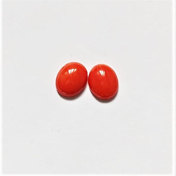 AAA Grade Natural Italian Coral , 4.25 Ct, Pair Loose Oval Gemstone , Jewelry Making, Certified Italian Mediterranean Monga Stone for Ring