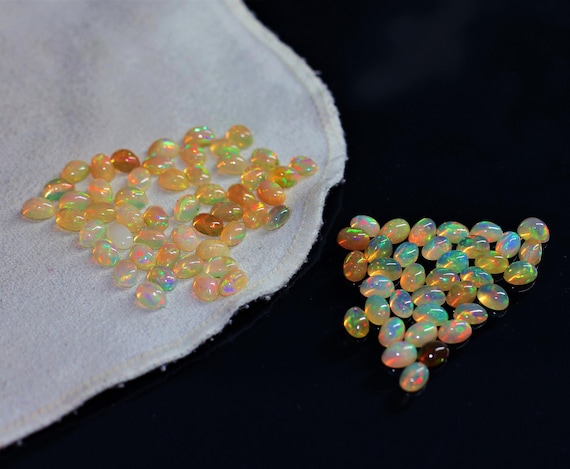 Vintage White Opal Rainbow Fire Opal Lot, White Opal Color 6x4 MM Size Natural Opal Ethiopian Natural Gemstone, Gift For Her.