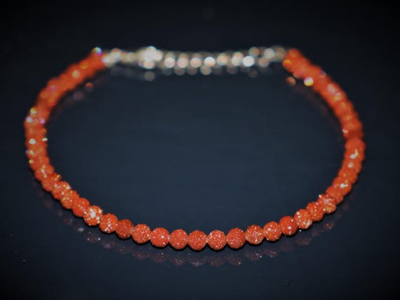 Minimalist Sun stone Faceted bracelet, Sun Stone bracelet, Handmade jewellery, AAA beaded bracelet, quality Sun stone bracelet gift for her.