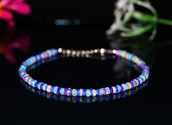 Fire Opal And Lavender Fire Opal Bracelet, Minimalist Bracelet, Handmade jewelry, AAA opal beaded Bracelet, opal Bracelet gift for her.