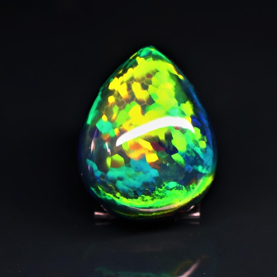 14.50 Carat, Natural Black Ethiopian Opal Cabochon, Natural Black Ethiopian Opal Cabochon Gemstone ( 25x11x10 mm )