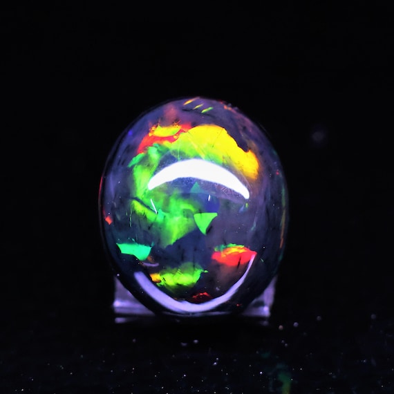 Natural Black Opal Rainbow Fire, 14.85 Carat 17x12x9 MM, Black Large Natural Opal Ethiopian Natural Gemstone, Gift For Her.