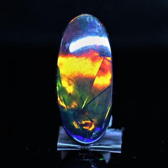 Natural Black Ethiopian Opal Cabochon, 14.50 Carat, Pear Shape, Jewelry Making Loose Gemstone
