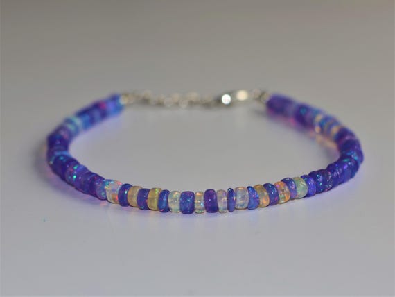 Minimalist Lavender - White Opal Bracelet, Minimalist Bracelet, Handmade jewelry, AAA beaded Bracelet, White Opal Bracelet gift for her