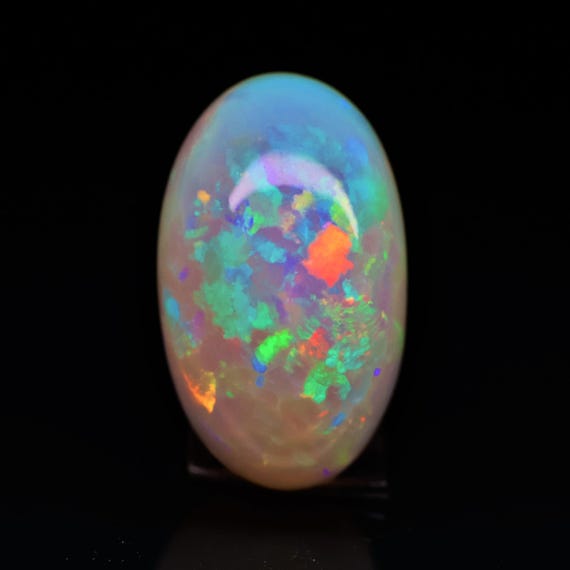 Natural White Ethiopian Opal Cabochon, 26.80 Carat Oval Gemstone for Jewelry Making