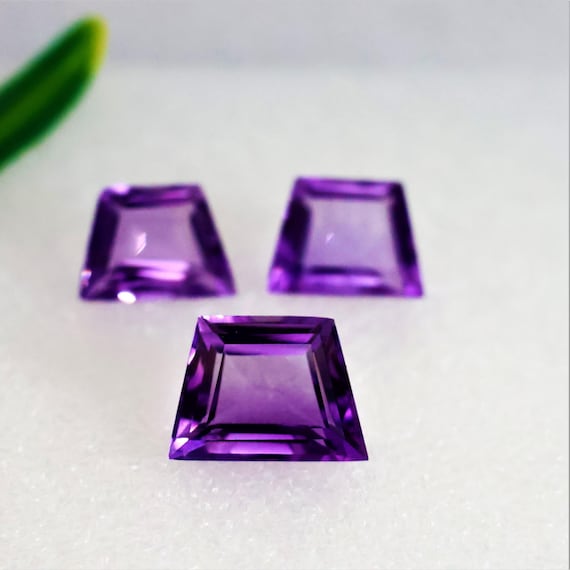 29.05 Carats Natural Purple Amethyst Lozenge Cut Loose Gemstone Set – Fancy Custom Shape Matching Pair/Trio for Jewelry Making Stone Lot.