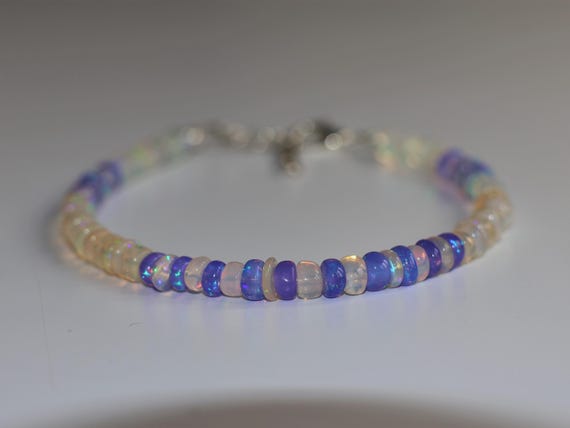 Minimalist Paraiba-White Opal Bracelet, Minimalist Bracelet, Handmade jewelry, AAA Paraiba beaded Bracelet, White Opal Bracelet gift for her