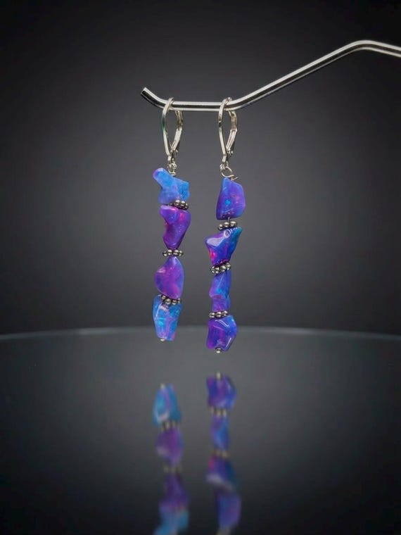 Lavender Opal Tumble Cluster Earring, Ethiopian Opal Cluster Earring, Handmade Opal Cluster Earring, Genuine Gemstone Jewelry, Women Earring