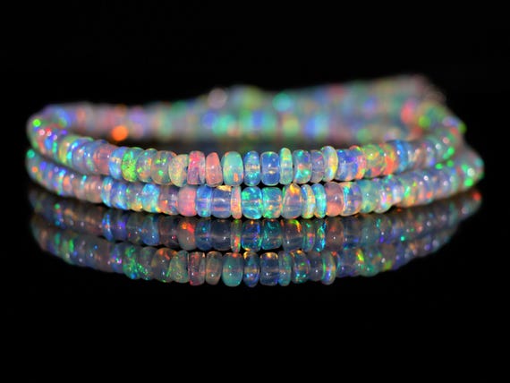 Minimalist Ethiopian Opal Beaded Necklace, October Birthstone, AAA Quality Opal Minimalist Necklace, Women Necklace.