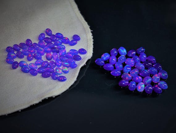 Vintage Ethiopian Lavender Opal Lot, 6x4mm Oval Cabochon Gemstones