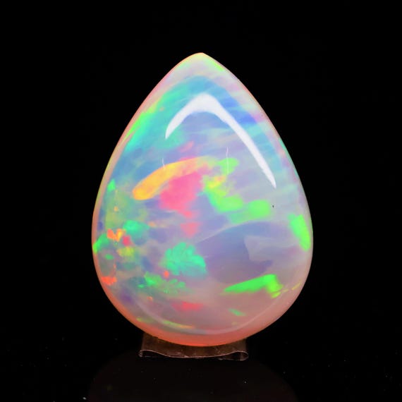 Natural White Opal Rainbow Fire, 14.15 Carat 21x15x9 MM, White Large Natural Opal Ethiopian Natural Gemstone, Gift For Her.
