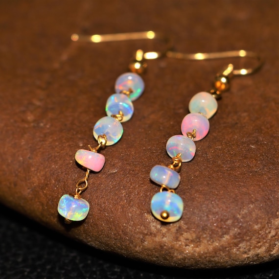 Vintage fire opal Earrings, AAA Ethiopian opal , 925 Sterling Silver earrings, Cluster earrings for her, Women earrings, Gift for her.