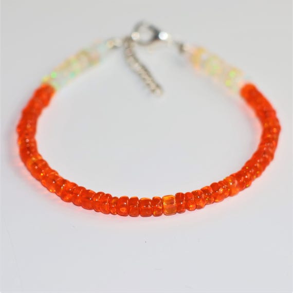 Minimalist Orange - White Opal Bracelet, Minimalist Bracelet, Handmade jewelry, AAA beaded Bracelet, White Opal Bracelet gift for her