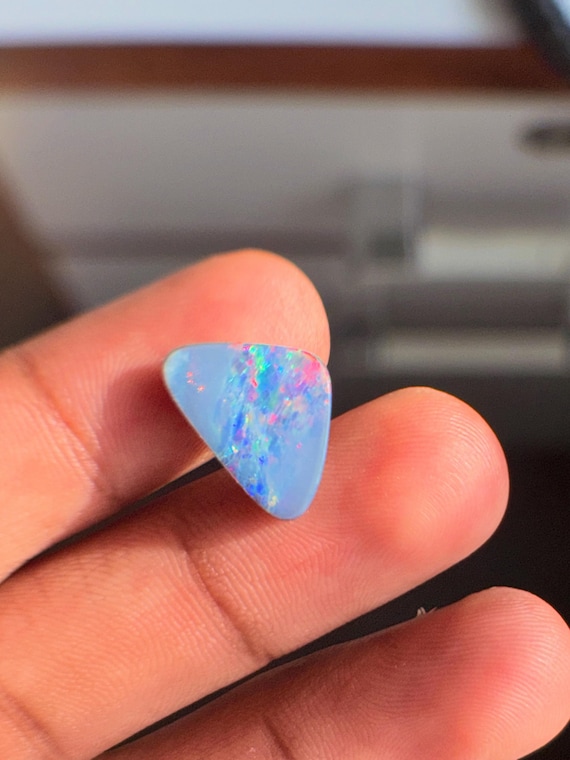 AAA Grade Australian Crystal Opal Cabochon, 4.00 Carat Natural White Opal Loose Stone, Fancy Flat Back Cab for Metalsmithing Jewelry