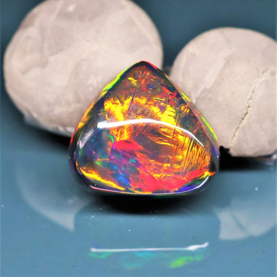 Natural Black Opal Rainbow Fire, 24.90 Carat 23x21x10 MM, Black Large Natural Opal Ethiopian Natural Gemstone, Gift For Her.