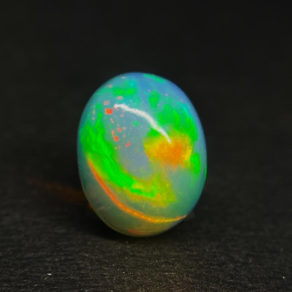 Natural Fire White Ethiopian Opal Cabochon Multi Fire Opal, Oval Shape 11x9x5 MM, 2.35 Carat, Jewelry Making Loose Gemstone,