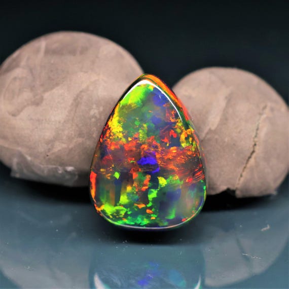 Natural Black Opal Rainbow Fire, 24.10  Carat 23X17X12 MM, Black Large Natural Opal Ethiopian Natural Gemstone, Gift For Her.